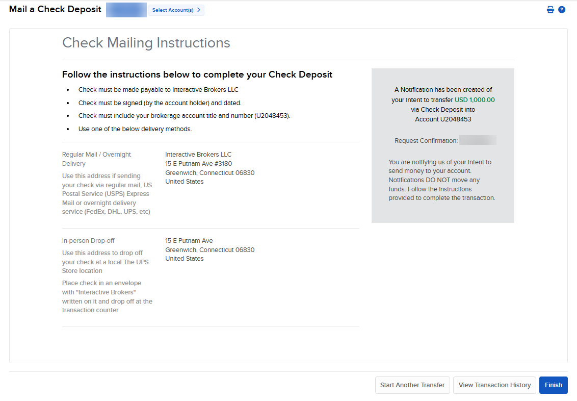 The check mailing instructions in portal. 